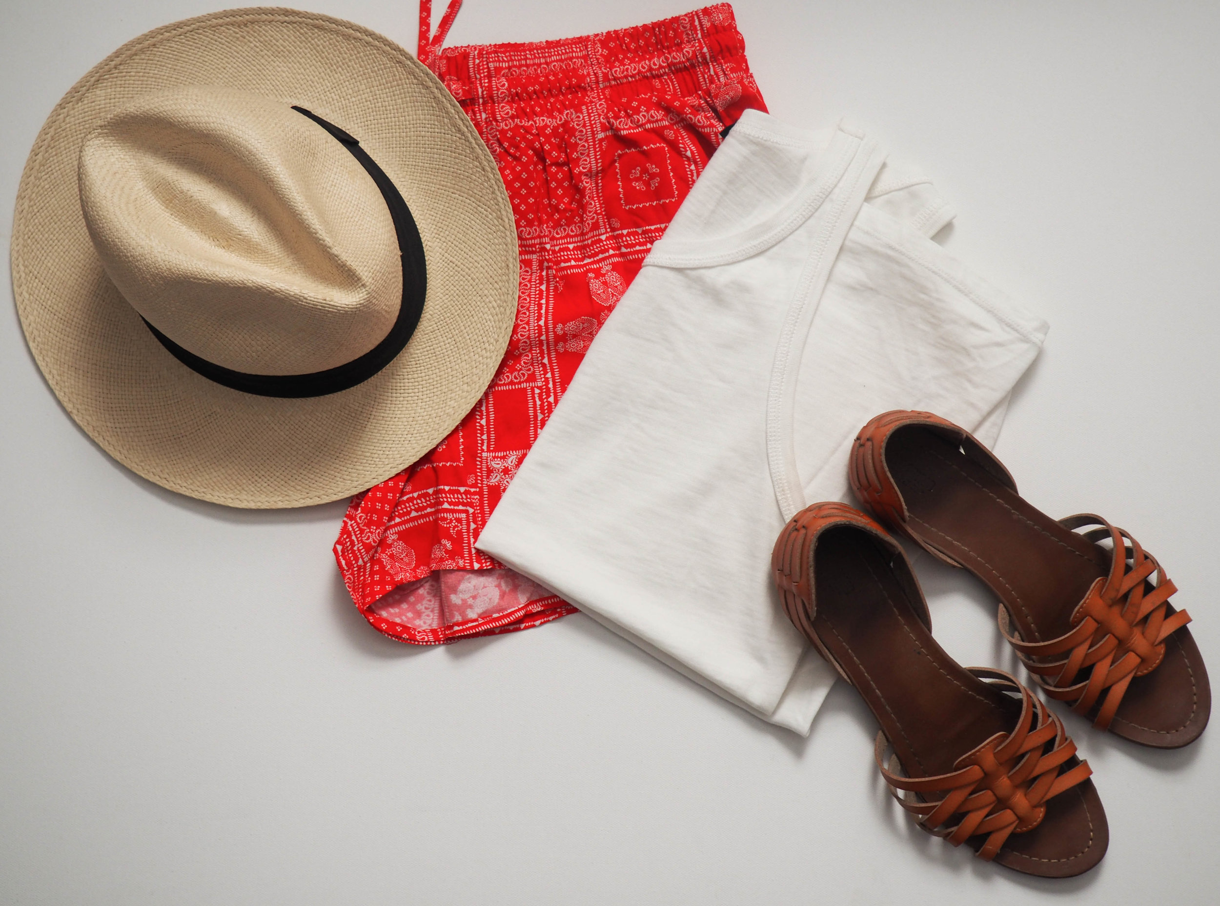   J. Crew Panama Hat   |  Target Soft Shorts  |  Target Gena Flats  